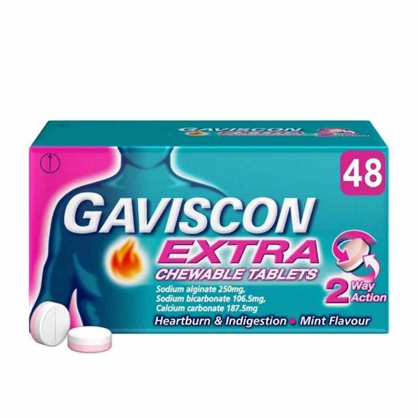 Gaviscon Extra Peppermint Chewable Tablets 48pk