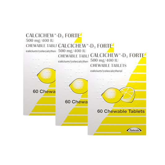 Calcichew D3 Forte 500 mg/400 IU Chewable Tablets (3 x 60 Tablets)