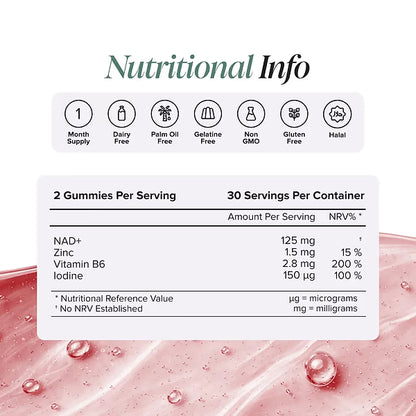 NOVOMINS NAD+ Gummies +Iodine,Vitamin B6 & Zinc