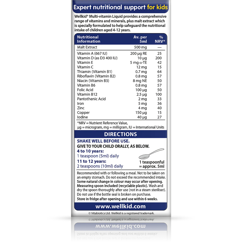 WELLKID 150ML AGE 4 TO 12 YEARS MULTIVITAMIN LIQUID