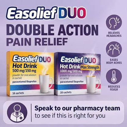 Easolief DUO Hot Drink Max Strength 1000mg/300mg Sachets  10